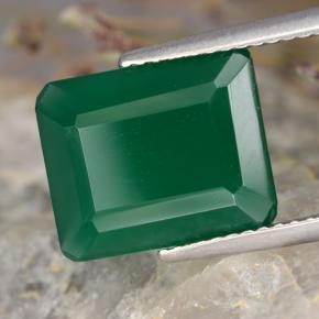 Ágata Verde medio natural de 4.23 ct, corte esmeralda, Translúcido