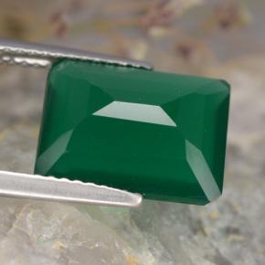 Ágata Verde medio natural de 4.23 ct, corte esmeralda, Translúcido