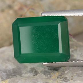 Ágata verde natural de 5,11 ct, corte esmeralda, translúcido