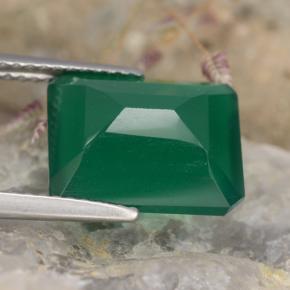 Ágata verde natural de 5,11 ct, corte esmeralda, translúcido