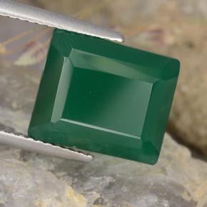 Ágata Verde medio natural de 5.54 ct, corte esmeralda, Translúcido