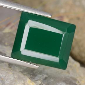 Ágata Verde medio natural de 5.54 ct, corte esmeralda, Translúcido