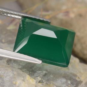 Ágata Verde medio natural de 5.54 ct, corte esmeralda, Translúcido