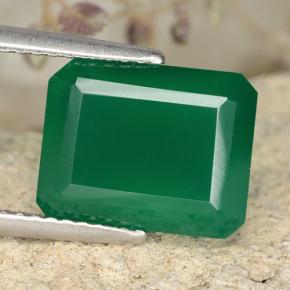 Ágata Verde medio natural de 3.86 ct, corte esmeralda, Translúcido