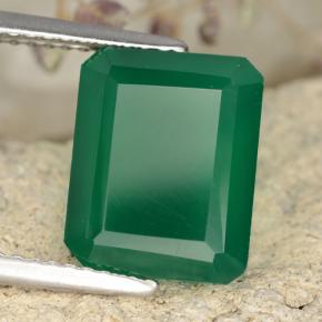 Ágata Verde medio natural de 3.86 ct, corte esmeralda, Translúcido