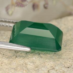 Ágata Verde medio natural de 3.86 ct, corte esmeralda, Translúcido