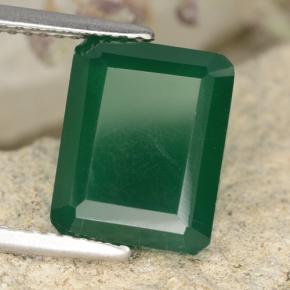 Ágata Verde medio natural de 4.52 ct, corte esmeralda, Translúcido