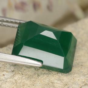 Ágata Verde medio natural de 4.52 ct, corte esmeralda, Translúcido
