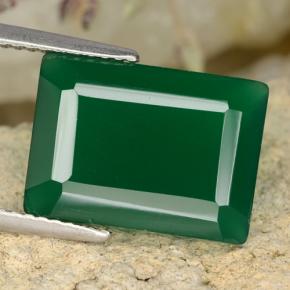 Ágata verde natural de 6,38 ct, corte esmeralda, translúcido