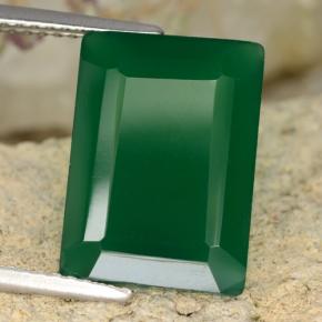 Ágata verde natural de 6,38 ct, corte esmeralda, translúcido