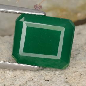 Ágata Verde amarillento natural de 6.60 ct, corte esmeralda, Translúcido