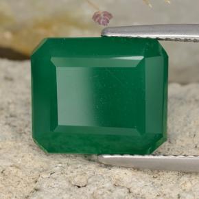 Ágata Verde amarillento natural de 6.60 ct, corte esmeralda, Translúcido