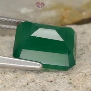 Ágata Verde amarillento natural de 6.60 ct, corte esmeralda, Translúcido