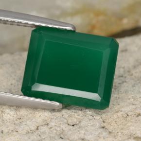 Ágata Verde amarillento natural de 4.24 ct, corte esmeralda, Translúcido