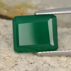Ágata Verde amarillento natural de 4.24 ct, corte esmeralda, Translúcido