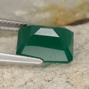 Ágata Verde amarillento natural de 4.24 ct, corte esmeralda, Translúcido