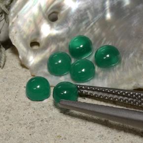 Gemas de Ágata Verde medio natural de 1.98 ct, Corte Redondo, Transparente