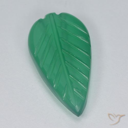3.09ct Natural Verde medio Ágata, Corte Flor, Translúcido