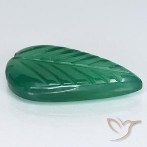 Ágata Verde intenso medio natural de 3.82 ct, Corte Flor, Translúcido
