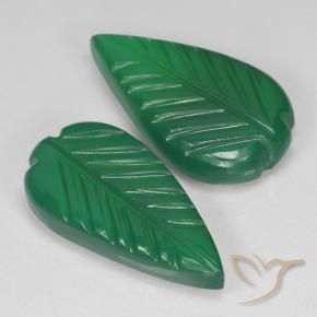 Gemas de Ágata Verde medio natural de 7.55 ct, Corte Flor, Translúcido