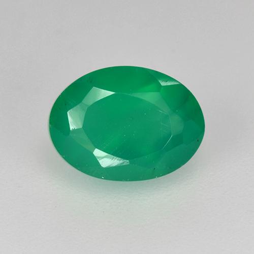 Ágata Verde cálido natural de 1.01 ct, Corte Óvalo, Translúcido