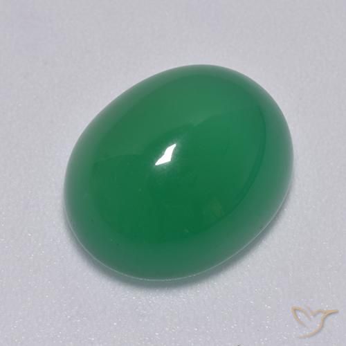 Ágata Verde medio natural de 8.01 ct, Ovalada, Translúcido