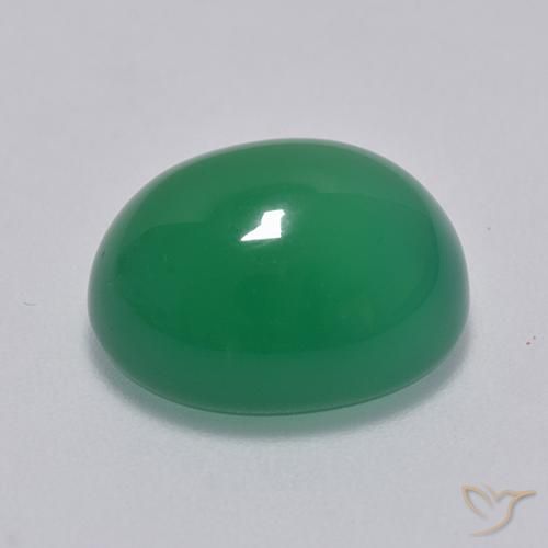 Ágata Verde medio natural de 8.01 ct, Ovalada, Translúcido
