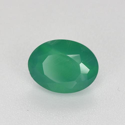 Ágata Verde cálido natural de 0.88 ct, Corte Óvalo, Translúcido