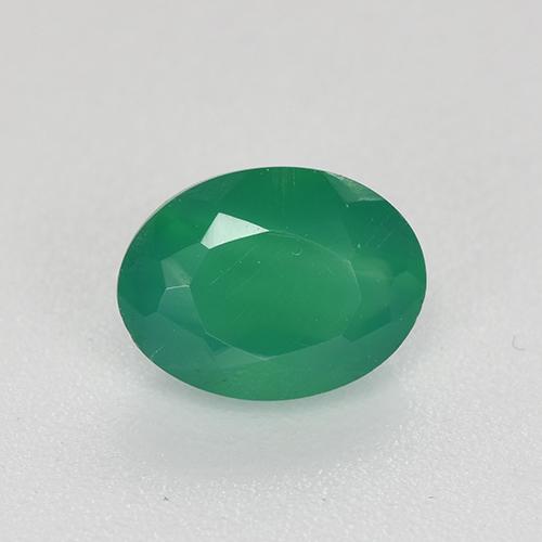Ágata Verde cálido natural de 0.88 ct, Corte Óvalo, Translúcido