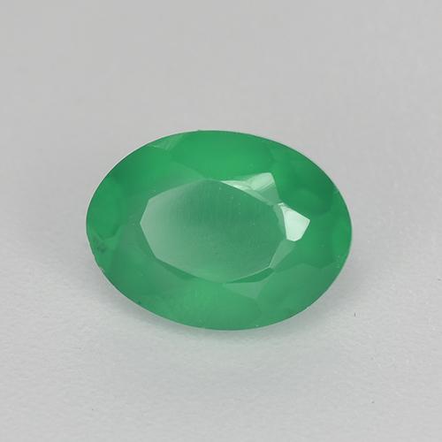 Ágata Verde trébol natural de 1.08 ct, Corte Óvalo, Translúcido