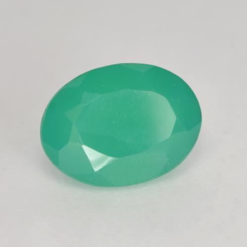 Ágata Verde claro natural de 1.09 ct, Corte Óvalo, Translúcido