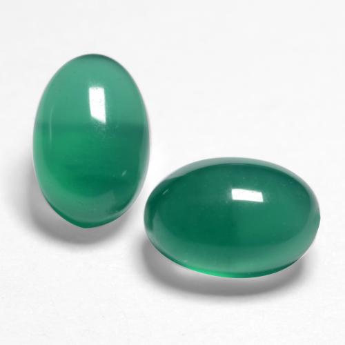 Gemas de Ágata Verde medio natural de 1.36 ct, Corte Óvalo, Translúcido