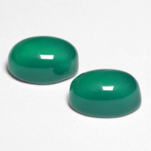 Gemas de Ágata Verde medio natural de 1.36 ct, Corte Óvalo, Translúcido