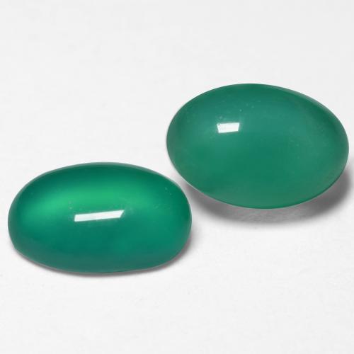 Gemas de ágata verde natural de 1,09 ct, corte óvalo, translúcido
