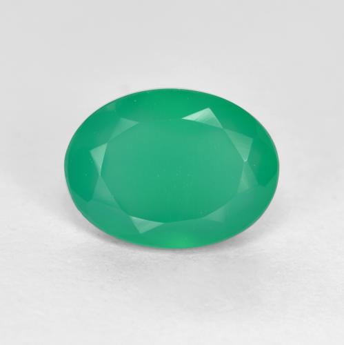 Ágata Verde medio natural de 1.04 ct, Corte Óvalo, Translúcido