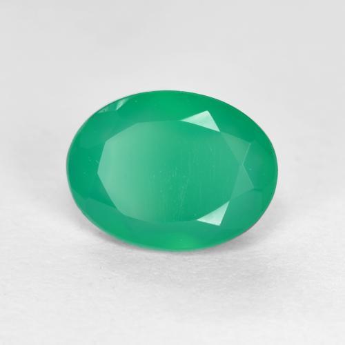 Ágata Verde medio natural de 1.04 ct, Corte Óvalo, Translúcido