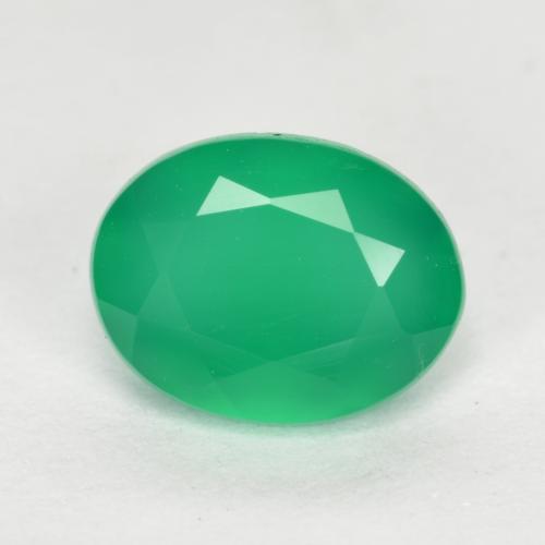 Ágata Verde medio natural de 1.14 ct, Corte Óvalo, Translúcido