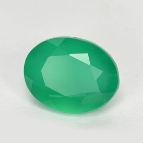 Ágata Verde medio natural de 1.14 ct, Corte Óvalo, Translúcido