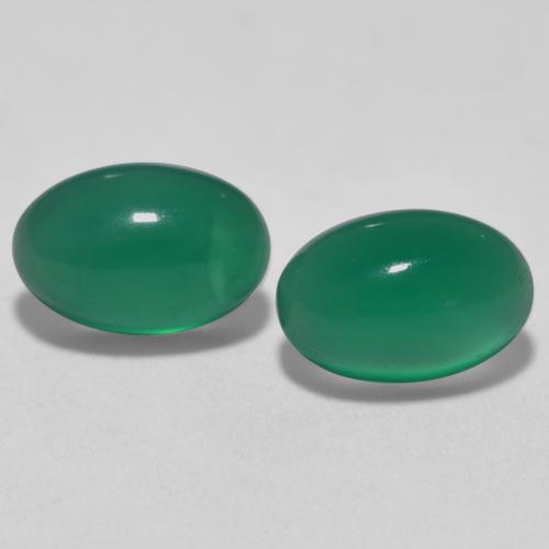 Gemas de Ágata Verde medio natural de 1.05 ct, Corte Óvalo, Translúcido
