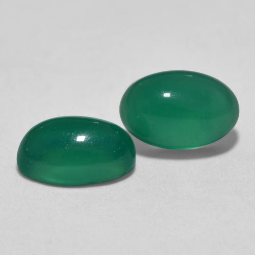 Gemas de Ágata Verde medio natural de 1.05 ct, Corte Óvalo, Translúcido