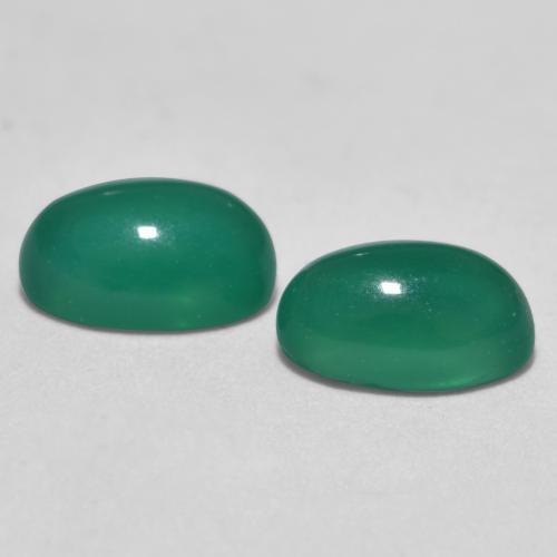Gemas de Ágata Verde medio natural de 1.05 ct, Corte Óvalo, Translúcido