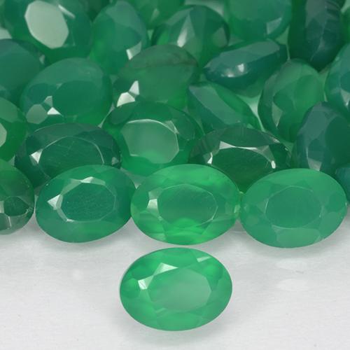 Ágata Verde medio natural de 0.93 ct, Corte Óvalo, Translúcido