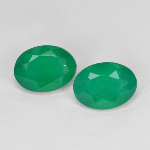 Gemas de ágata verde natural de 1,35 ct, corte óvalo, translúcido