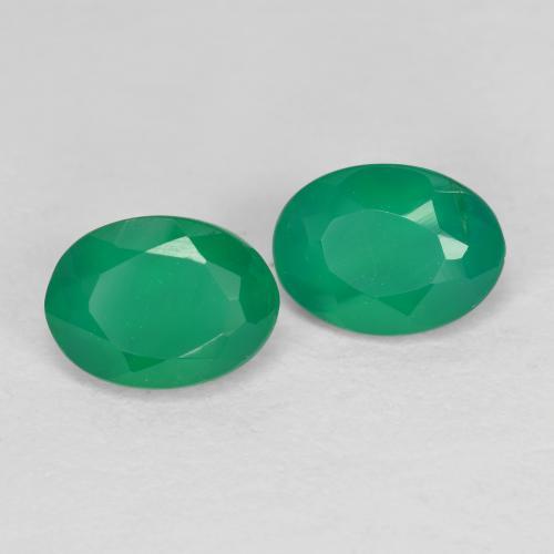 Gemas de ágata verde natural de 1,35 ct, corte óvalo, translúcido