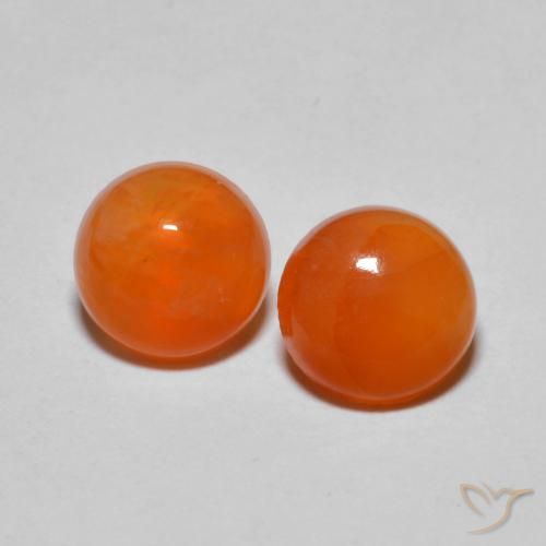 2.21ctw Natural Naranja medio Ágata, Redondo, Transparente