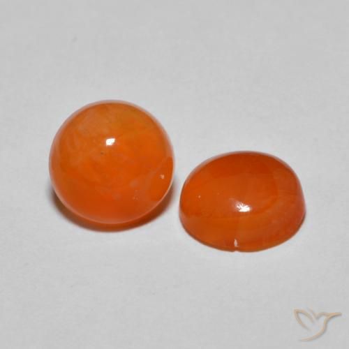 Gemas de Ágata Naranja medio natural de 2.21 ct, Redondo, Transparente