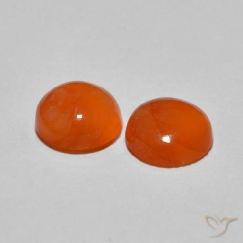 Gemas de Ágata Naranja medio natural de 2.21 ct, Redondo, Transparente
