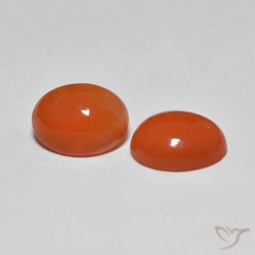 Gemas de Ágata Naranja medio natural de 2.03 ct, Ovalada, Transparente