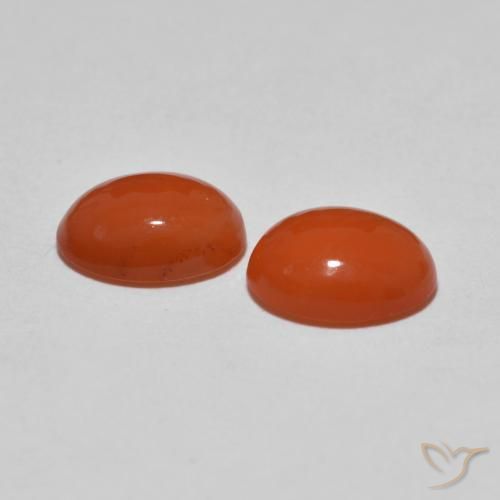 Gemas de Ágata Naranja medio natural de 2.03 ct, Ovalada, Transparente