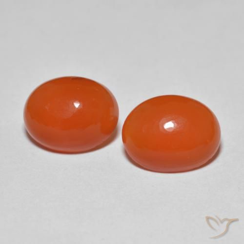 Gemas de Ágata Naranja intenso natural de 3.45 ct, Ovalada, Transparente